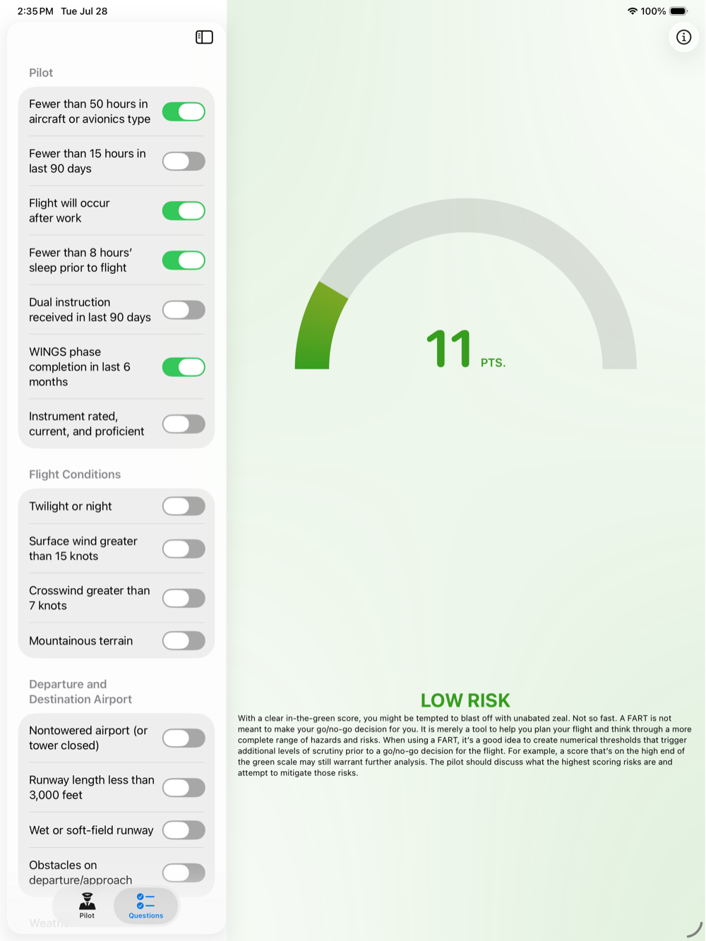 The questionnaire on iPad