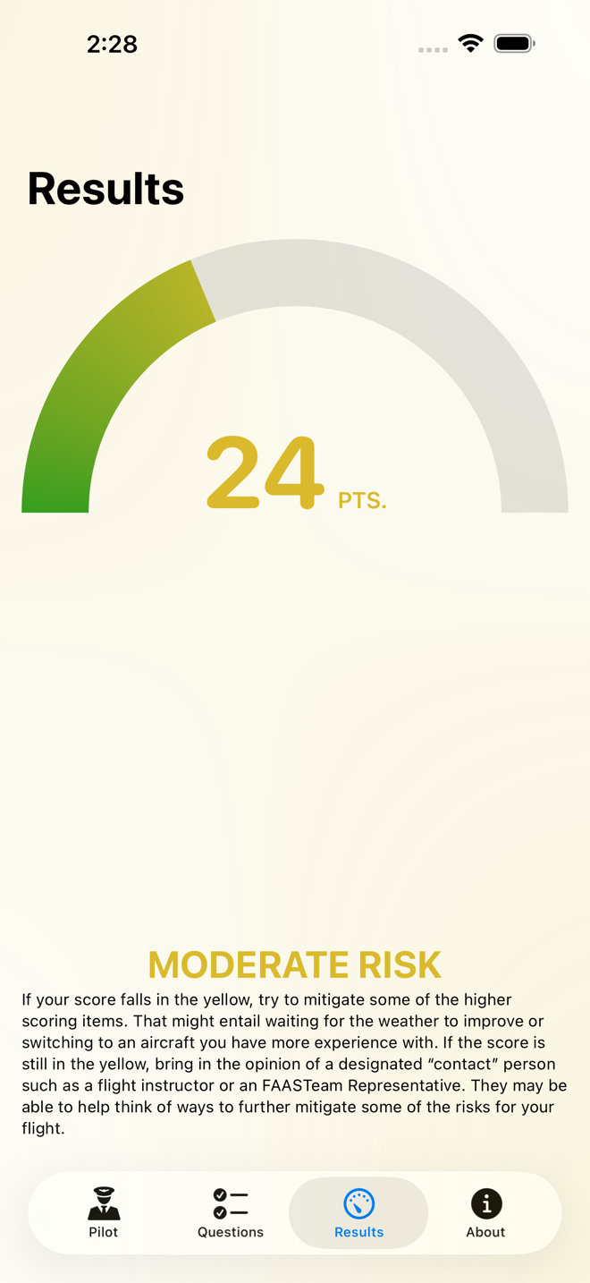 The risk score on iPhone