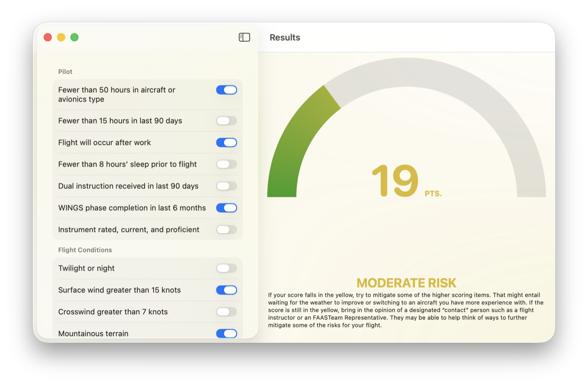 The main window on macOS