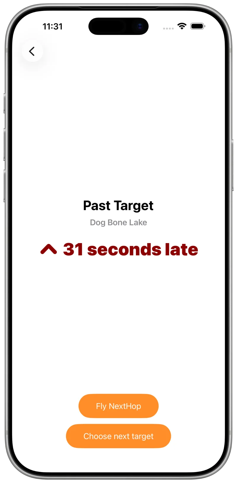Post-pass summary reporting seconds early or late against the planned TOT